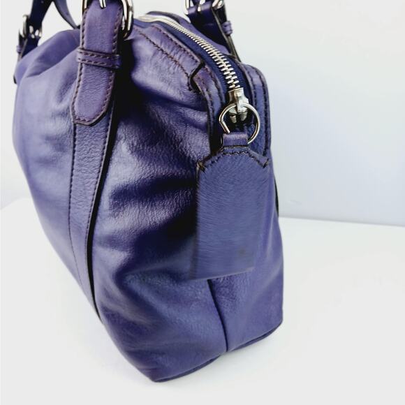 ESCADA Sport LG Buttery Leather Purple Double Strap Tote Shoulder Bag Satchel - Picture 4 of 12